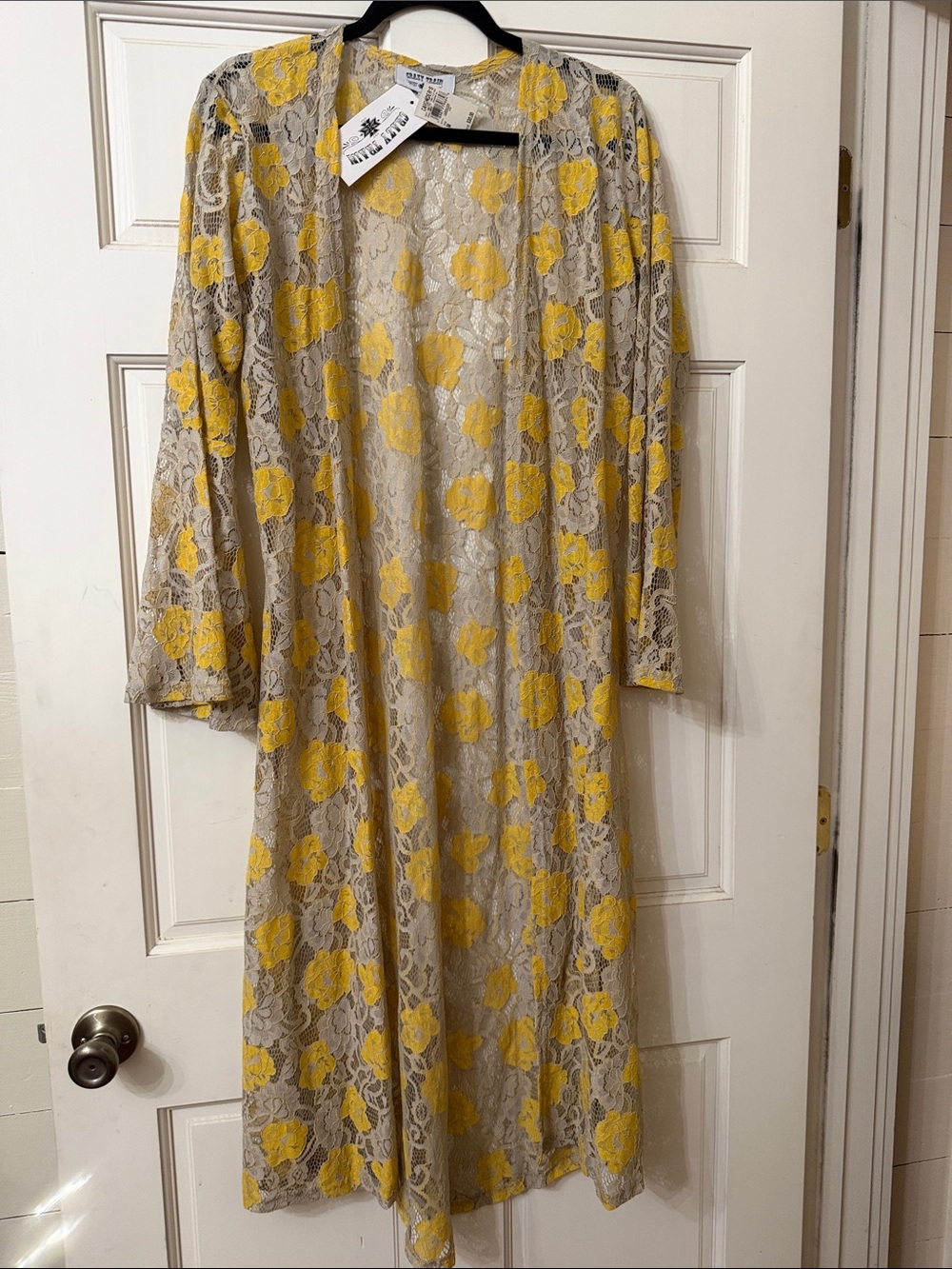Crazy Train Yellow Floral Lace Duster